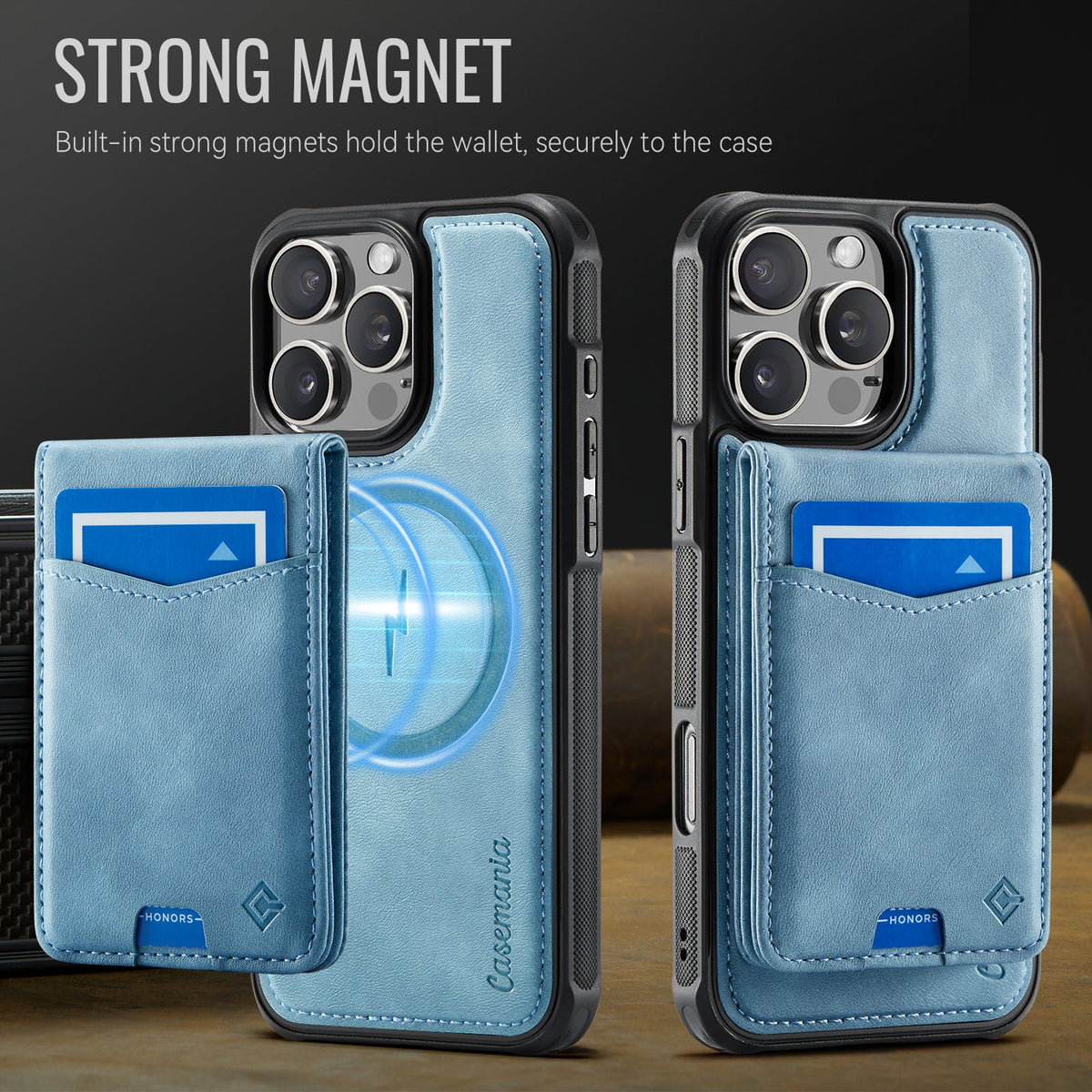 Apple iPhone 16 Pro Hoesje - Aqua Blue - MagSafe Back Cover met Pasjeshouder