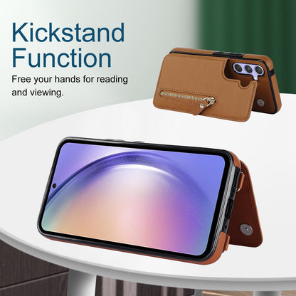 Samsung Galaxy A54 Hoesje - Bruin - Luxe Back Cover met Telefoonkoord en Rits