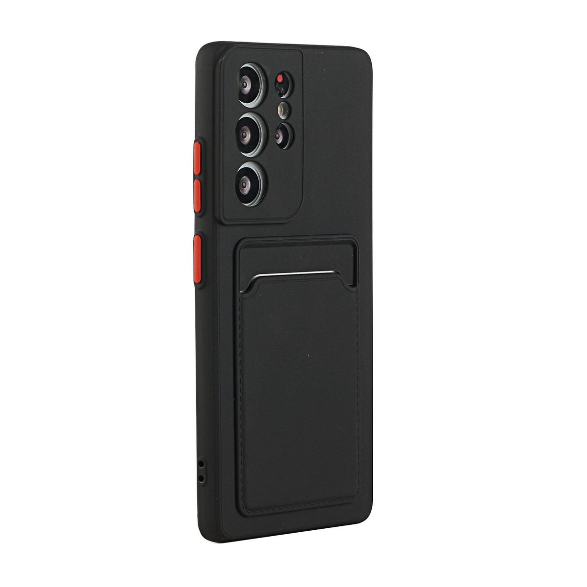 Samsung Galaxy S23 Ultra Hoesje - Zwart - Siliconen Back Cover met Pasjeshouder