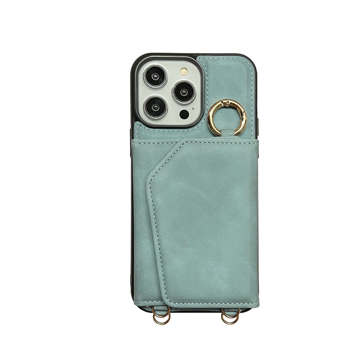 Apple iPhone 16 Pro Hoesje - Aqua Blue - Luxe Bookcase met Telefoonkoord