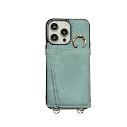 Apple iPhone 16 Pro Hoesje - Aqua Blue - Luxe Bookcase met Telefoonkoord