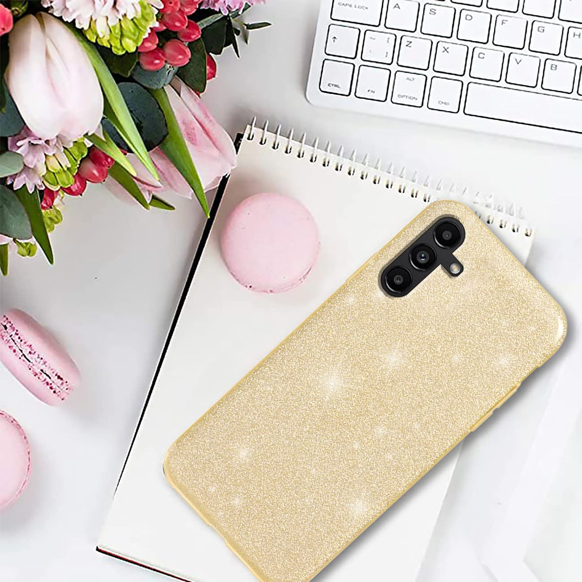 Samsung Galaxy A25 Hoesje - Goud - Glitter Back Cover