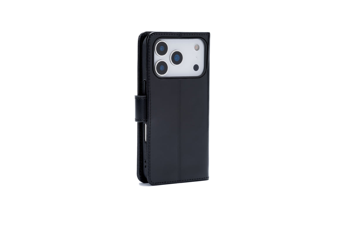 iPhone 17 Pro Max Hoesje - Charcoal Gray - Echt Leren Bookcase