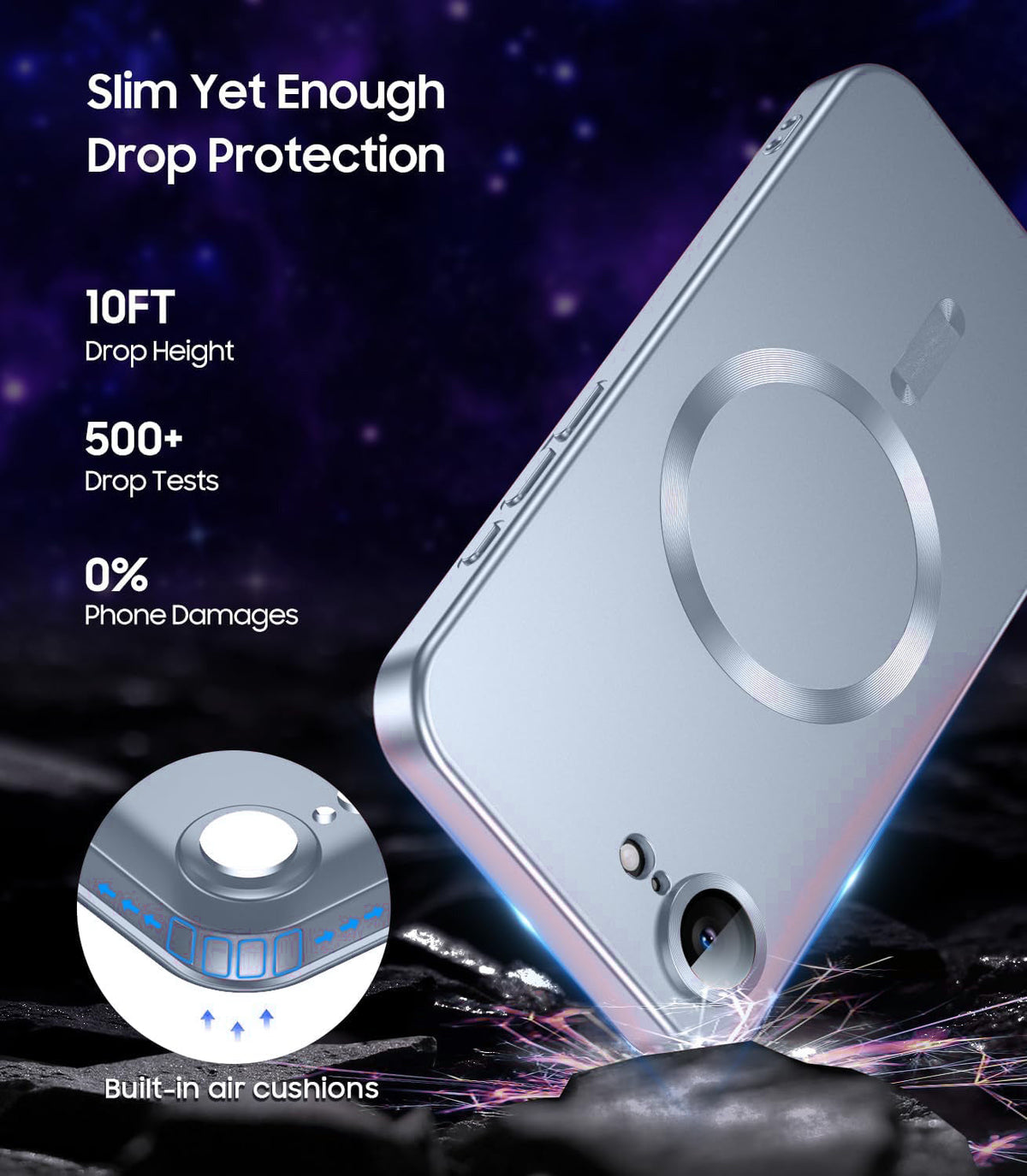iPhone 16e Hoesje - Blauw - Matte Siliconen MagSafe Back Cover