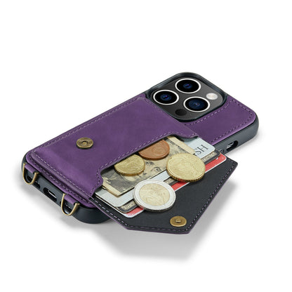 Apple iPhone 15 Pro Max Case - Dark Purple - Luxury Back Cover with Phone Strap