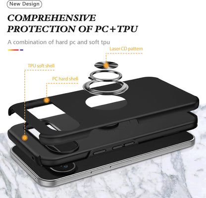 Google Pixel 9 Case - Black - Ring Kickstand Back Cover
