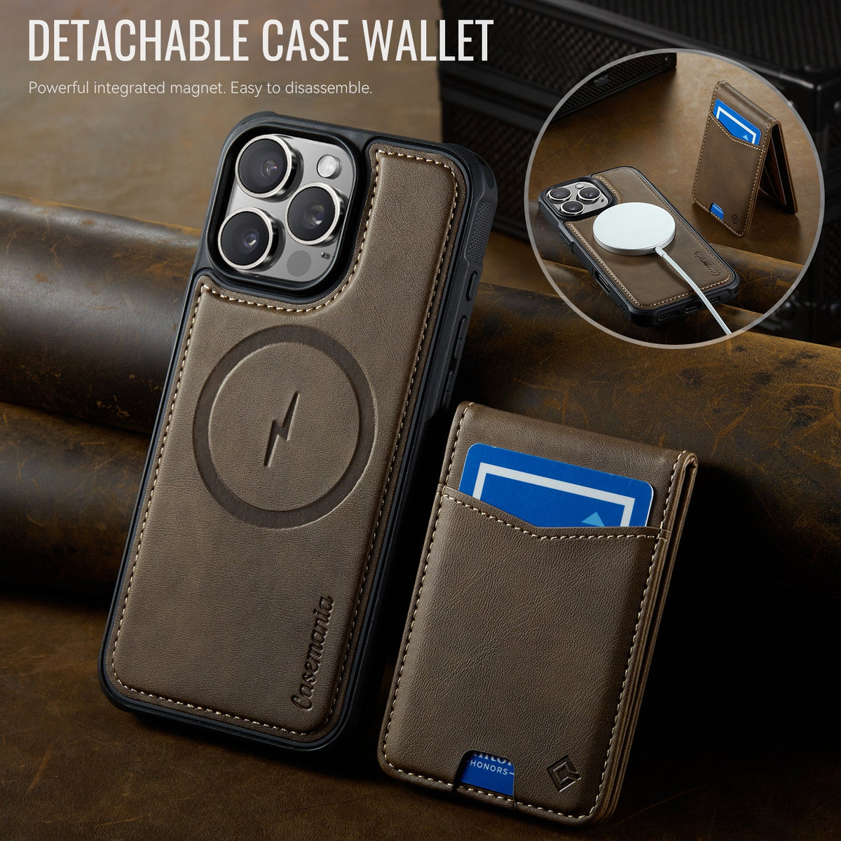 Apple iPhone 16 Pro Max Case - Mahogany Brown - MagSafe Back Cover with Card Holder
