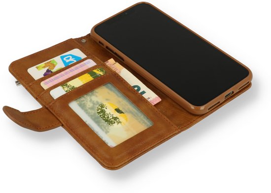 Apple iPhone 13 Pro Max Case - Brown - Luxury Wallet Case with Zipper