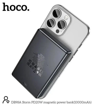 Hoco Powerbank 10.000mAh Magnetisch Draadloos Ultradun - Metallic Gray