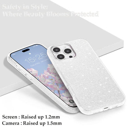 Apple iPhone 16 Pro Max Hoesje - Zilver - Glitter Back Cover