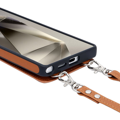Samsung Galaxy S25 Ultra Hoesje - Bruin - Luxe Back Cover met Telefoonkoord en Rits