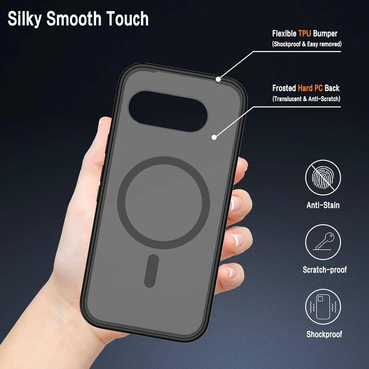 Google Pixel 10a Case - Black - Matte Armor MagSafe Back Cover