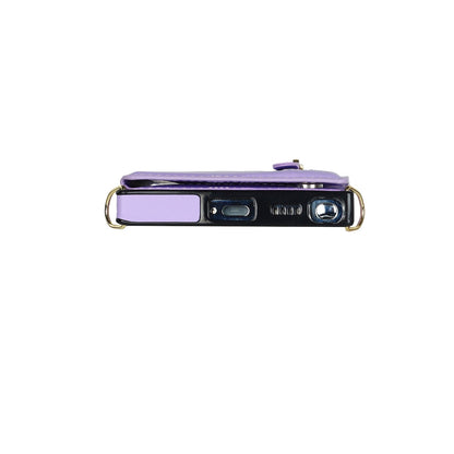 Coque Samsung Galaxy S24 Ultra - Violet - Étui arrière de luxe avec cordon et fermeture éclair