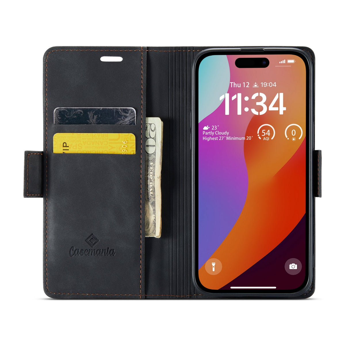 Apple iPhone 15 Pro Hoesje - Charcoal Gray - Portemonnee MagSafe Bookcase