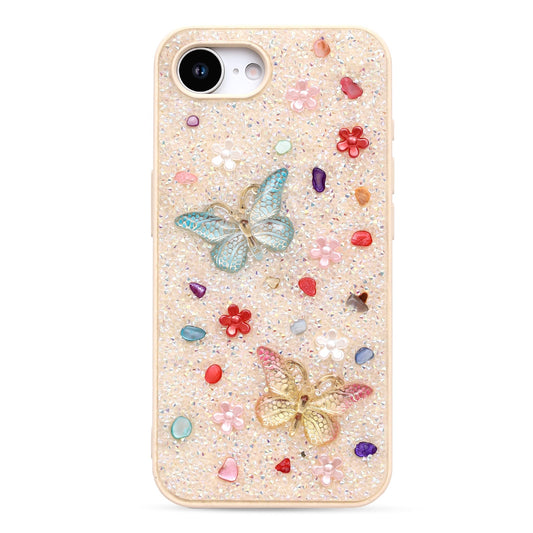 Apple iPhone 17e Case - Gold Butterflies - Butterfly Diamond Glitter Back Cover