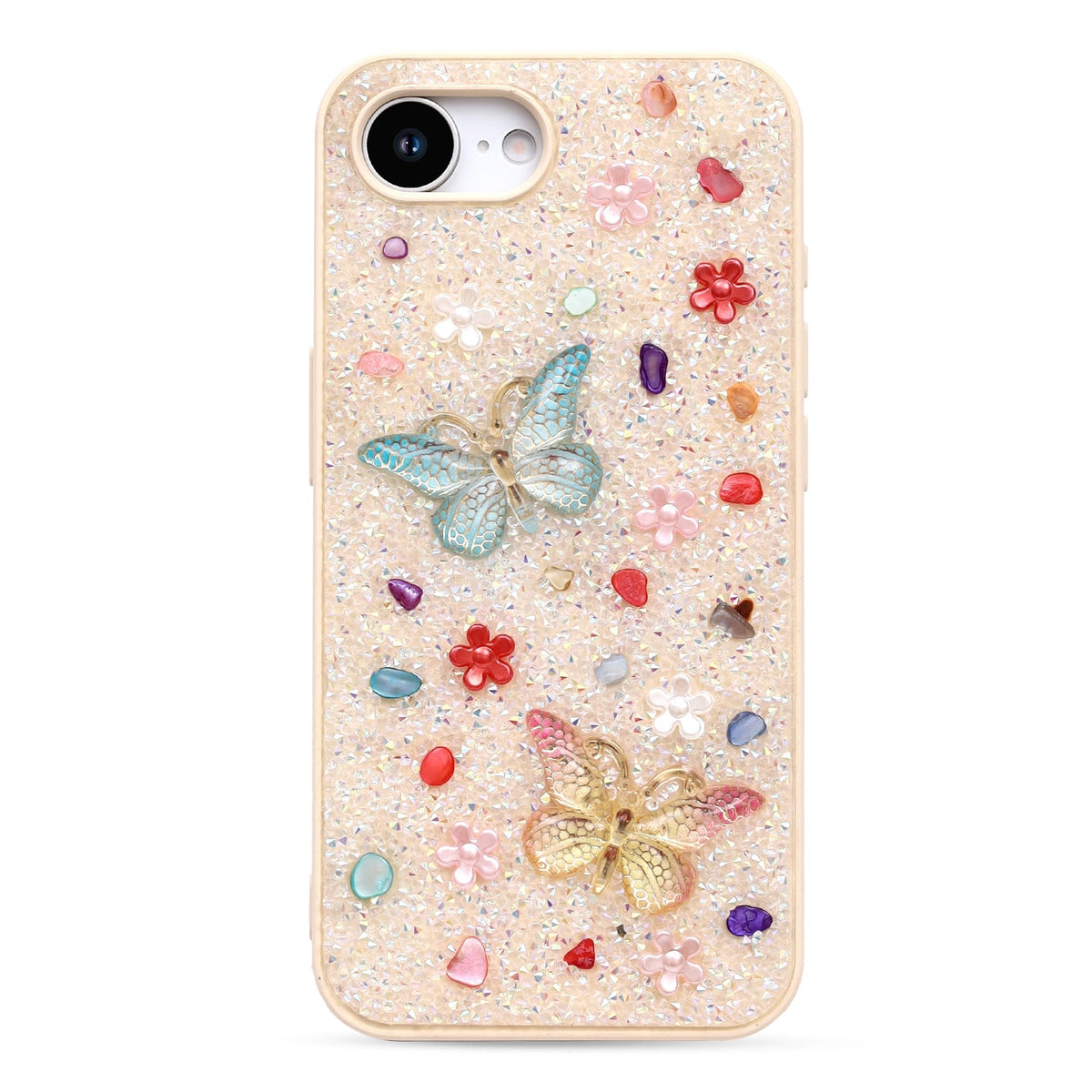 Apple iPhone 16e Case - Gold - Butterfly Diamond Glitter Back Cover