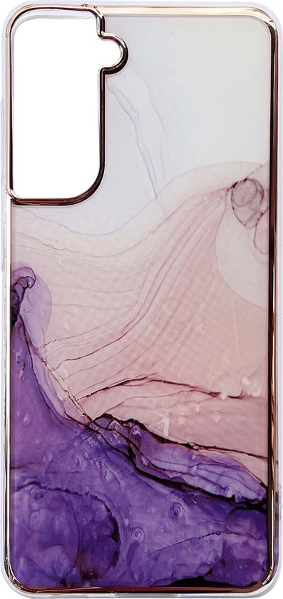 Samsung Galaxy S22 Plus Hoesje - Paars - Siliconen Marmer Back Cover
