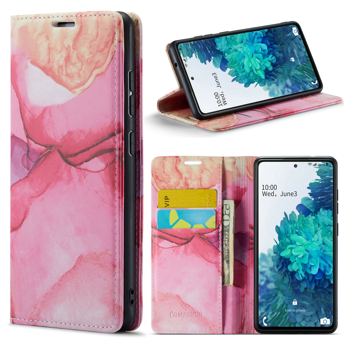 Samsung Galaxy S20 FE Hoesje - Pink Rhodonite - Marmer Portemonnee Bookcase