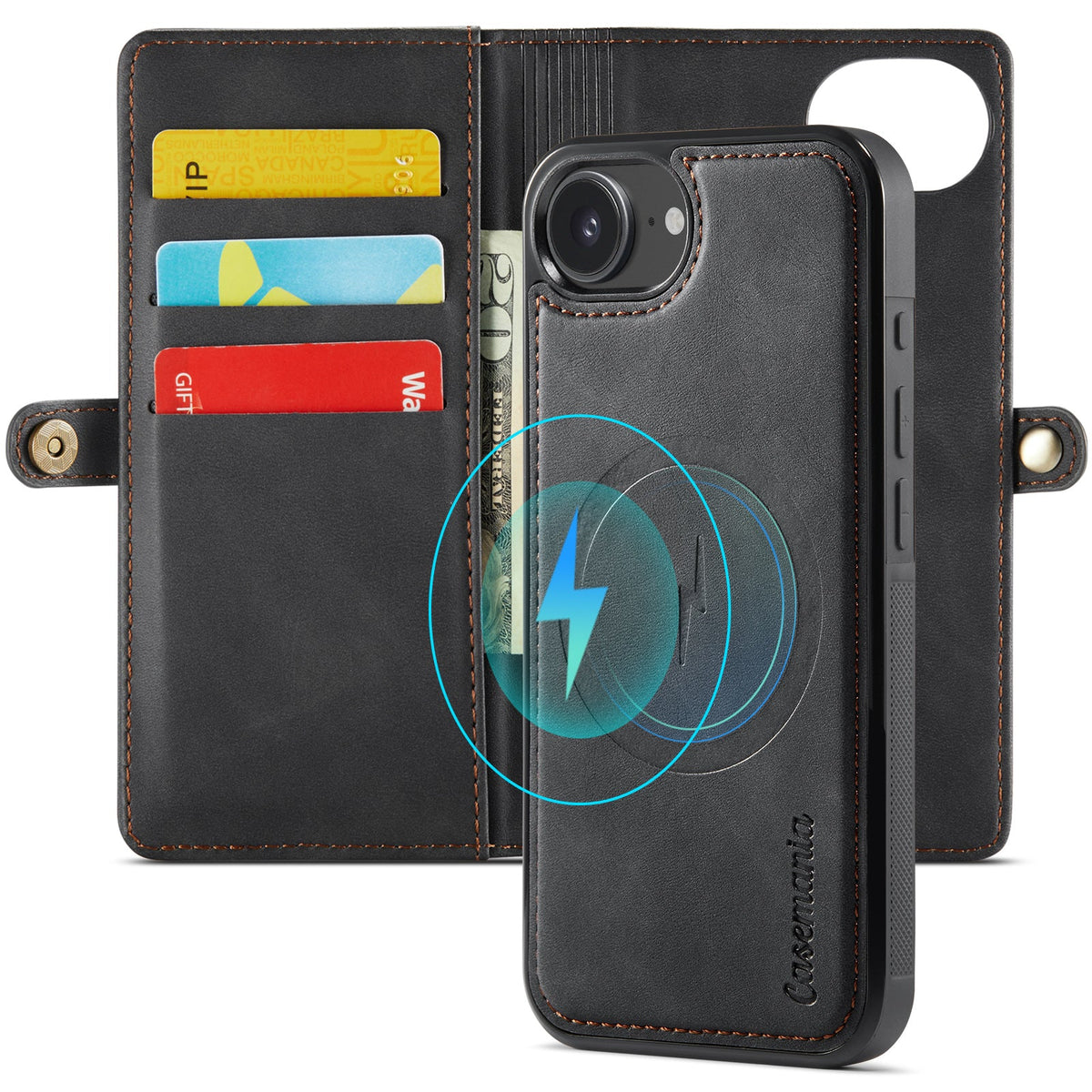 Apple iPhone 17e Hoesje - Charcoal Gray - 2 in 1 MagSafe Bookcase met 10 Kaart Vakken