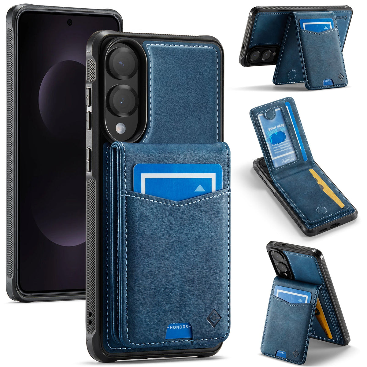 Samsung Galaxy S25 Edge Hoesje - Navy Blue - Back Cover met Pasjeshouder