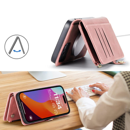 Apple iPhone 15 Pro Hoesje - Pale Pink - Luxe MagSafe Bookcase met Rits en Telefoonkoord