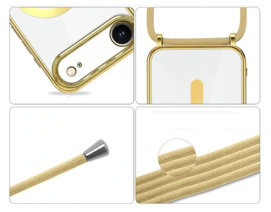 Apple iPhone Air Hoesje - Goud - Siliconen MagSafe Back Cover met Telefoonkoord