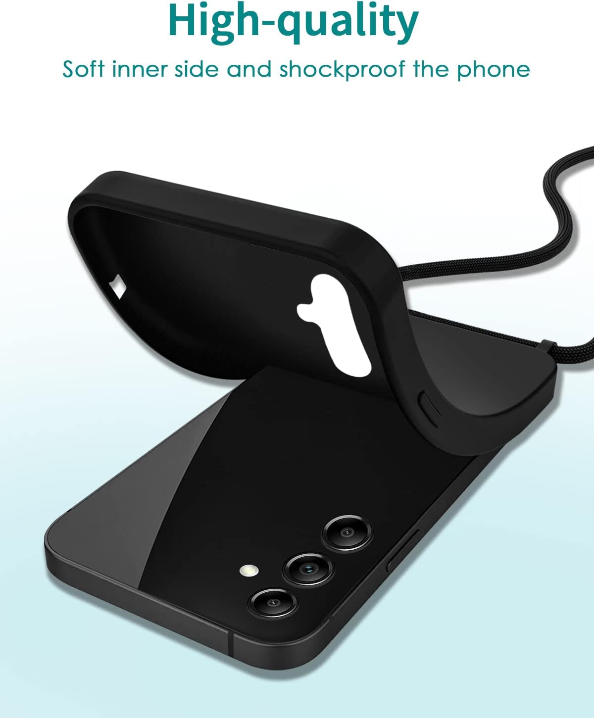 Samsung Galaxy A26 Hoesje - Zwart - Siliconen Back Cover met Telefoonkoord