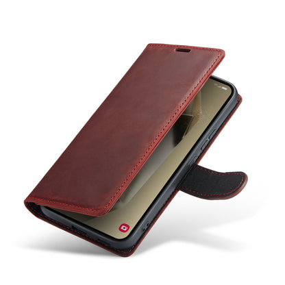 Samsung Galaxy S24 Plus Hoesje - Crimson Red - Echt Leren Bookcase