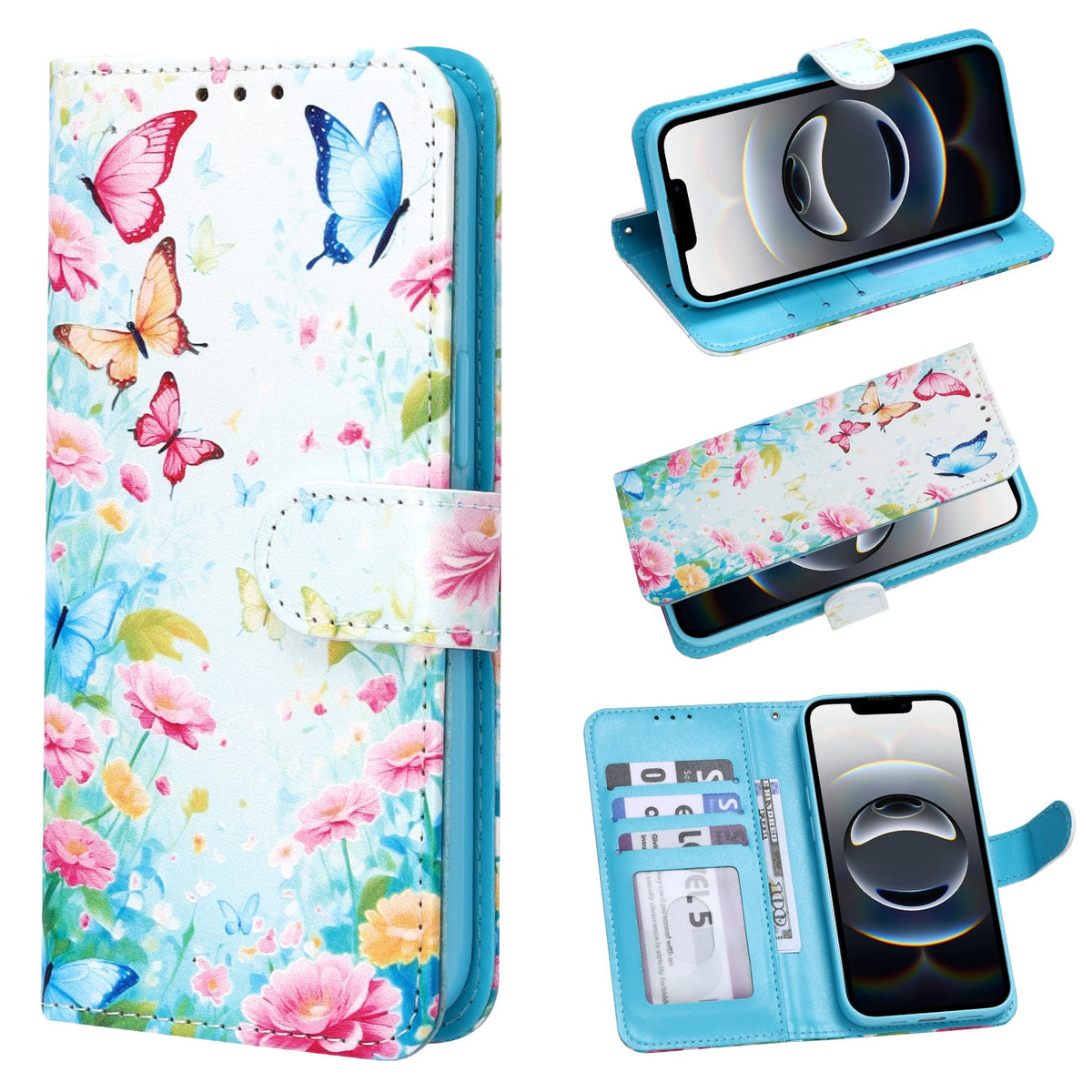 Samsung Galaxy S26 Plus Hoesje - Kleurrijk Vlinders en Bloemen - Print Bookcase