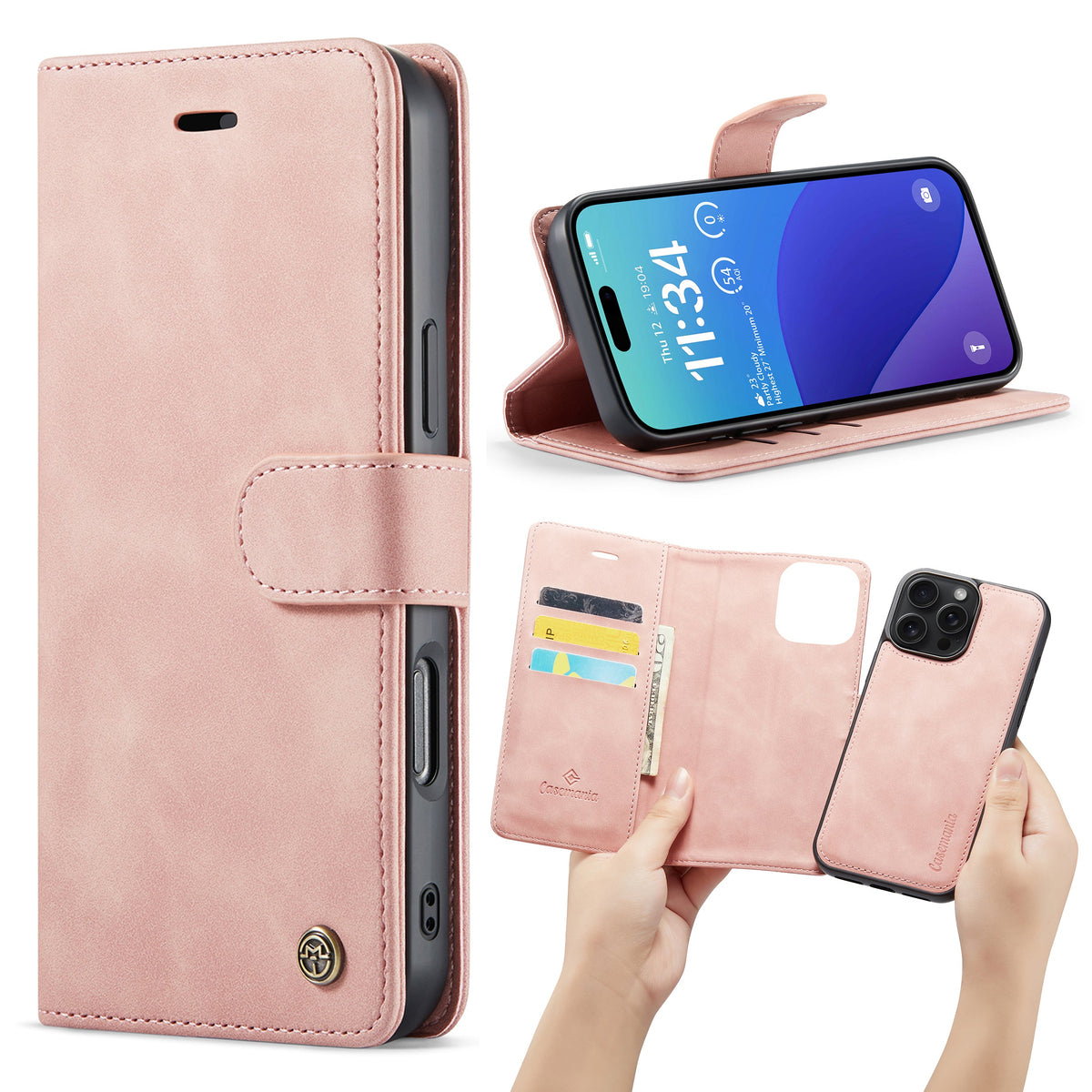 Apple iPhone 16 Pro Max Hoesje - Pale Pink - 2 in 1 Bookcase
