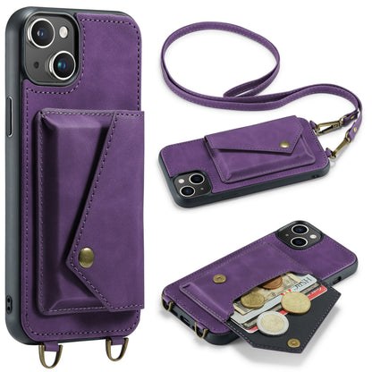 Apple iPhone 15 Plus Hülle - Dark Purple - Luxus-Backcover mit Handykette