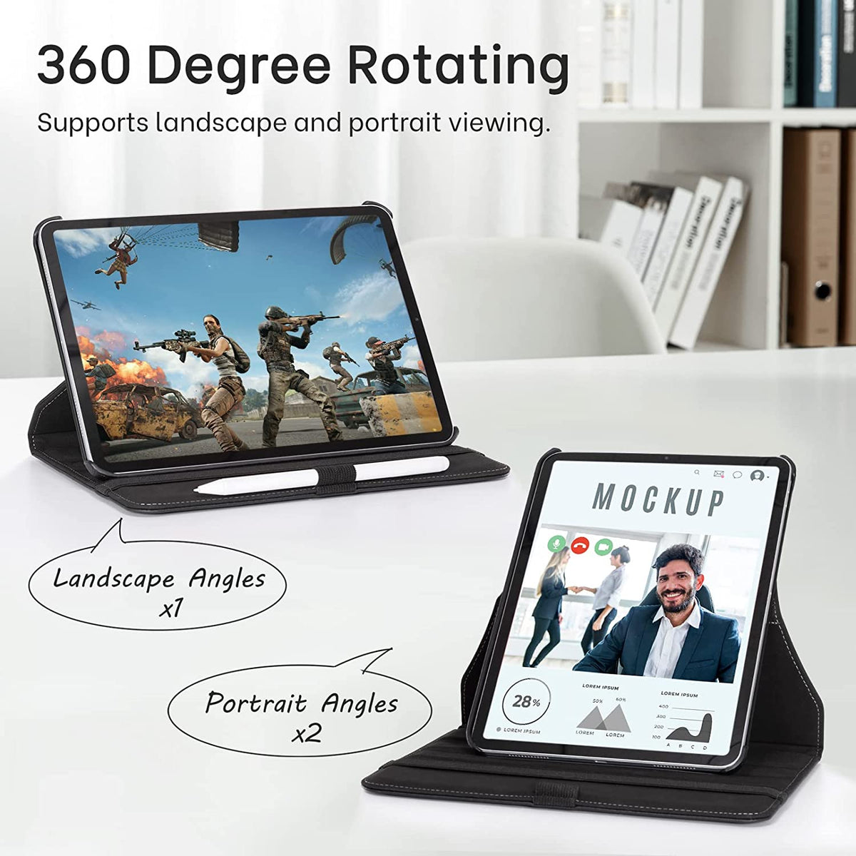 iPad A16 Tablet Case - Dark Blue - Rotating Folio Case