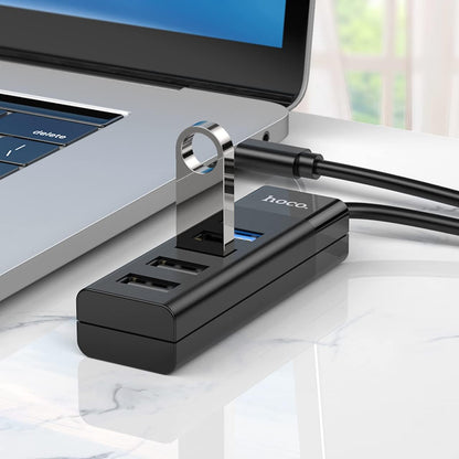 Hoco 4 in 1 Poort USB Hub - Type C naar 1X USB-A 3.0 en 3X USB-A 2.0
