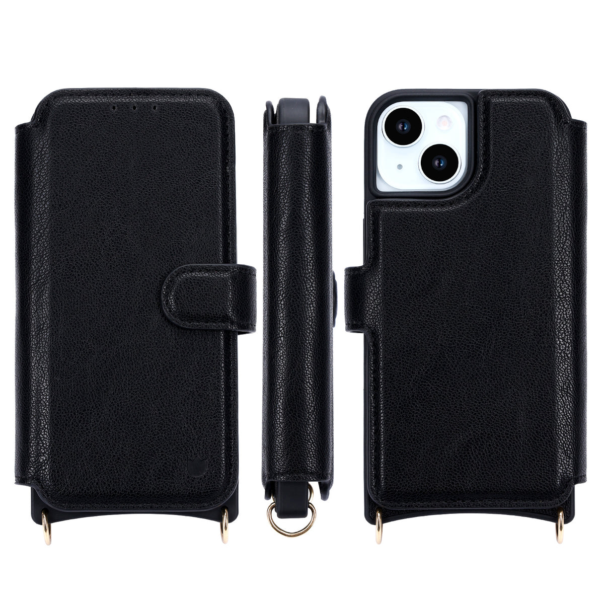 Apple iPhone 13 Hoesje - Zwart - 'Amsterdam' Magnetische Wallet Case met Pasjeshouders en