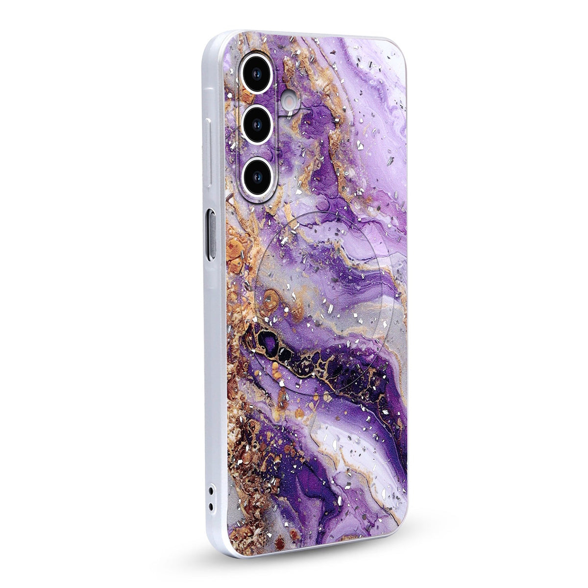 Samsung Galaxy A17 5G Hoesje - Paars - Marmer Glitter MagSafe Back Cover
