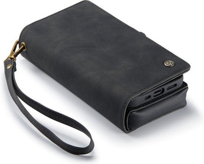 Apple iPhone 13 Hoesje - Charcoal Gray - Luxe 2 in 1 Bookcase met 10 Kaart Vakken en Polskoord
