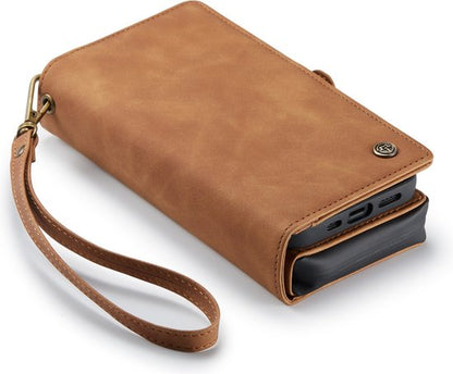 Apple iPhone 13 Hoesje - Sienna Brown - Luxe 2 in 1 Bookcase met 10 Kaart Vakken en Polskoord