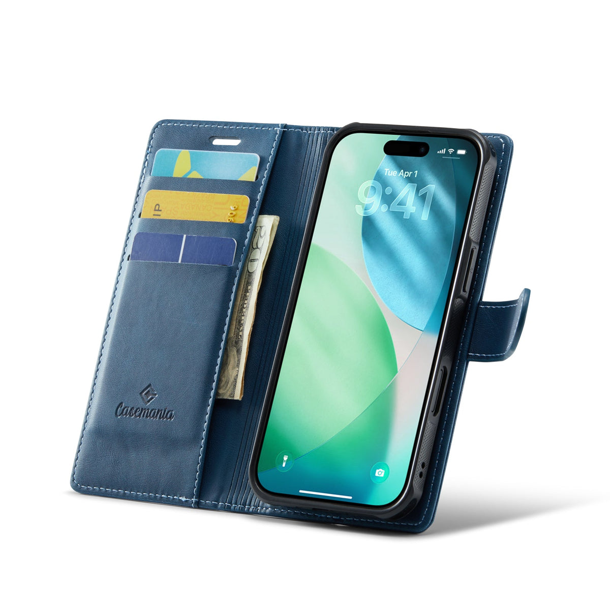 Apple iPhone Air Hülle - Navy Blue - Luxus-2-in-1-MagSafe-Klapphülle mit Kartenfach
