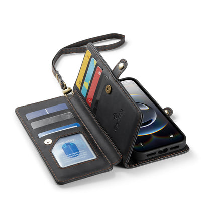 Apple iPhone 17 Hoesje - Charcoal Gray - Luxe 2 in 1 Bookcase met 10 Kaart Vakken en Polskoord