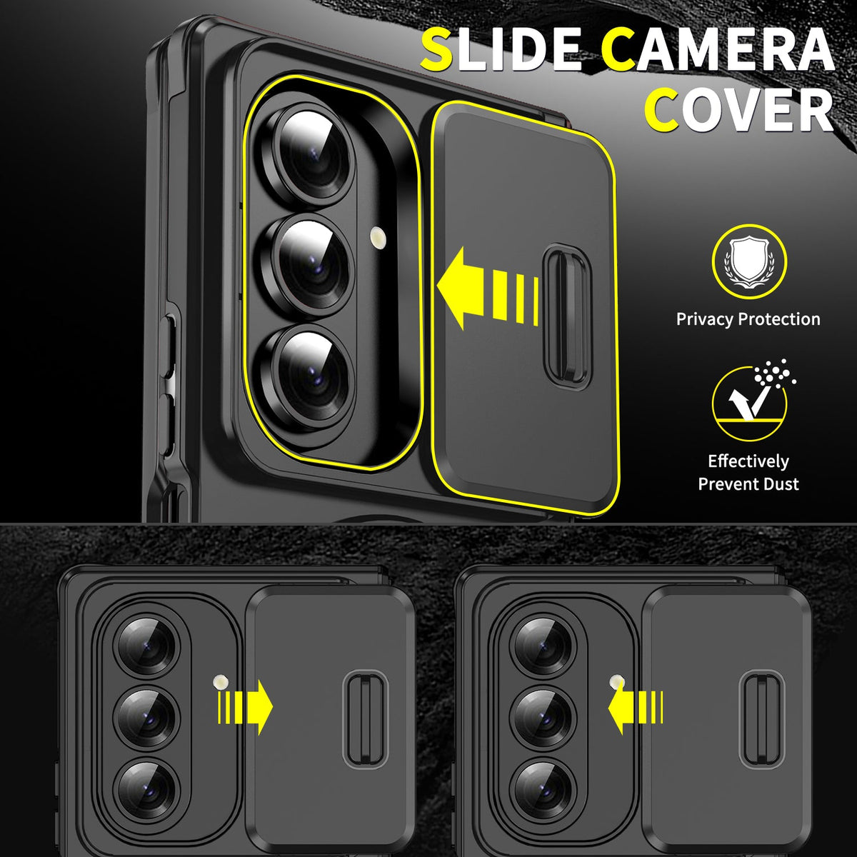 Samsung Galaxy Z Fold 7 Hoesje - Zwart - Siliconen Camera Ringstand Back Cover