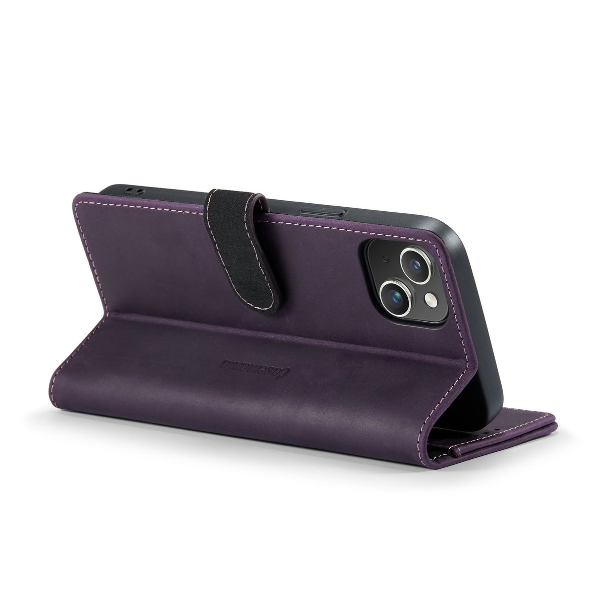 Apple iPhone 14 Hoesje - Paars - Echt Leren Bookcase