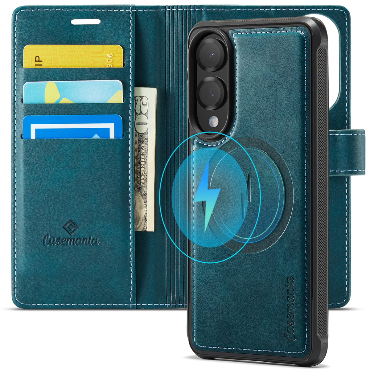 Samsung Galaxy S25 Edge Hoesje - Emerald Green - Luxe 2 in 1 MagSafe Bookcase