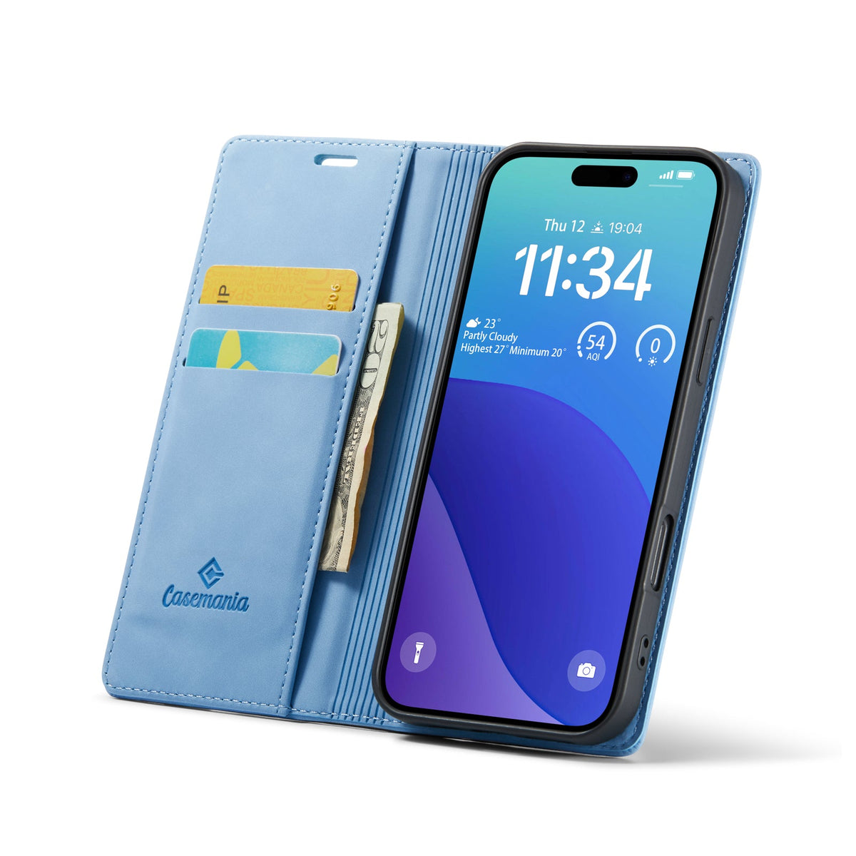 Apple iPhone 16 Pro Max Hoesje - Sky Blue - Dunne Bookcase