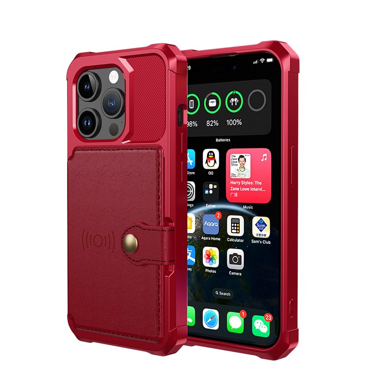 Apple iPhone 15 Pro Max Case - Red - Back Cover with Card Holder