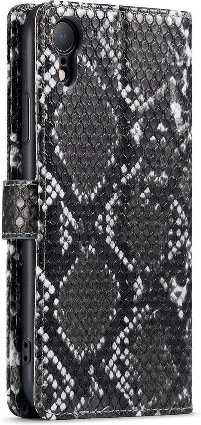 Apple iPhone XR Case - Black - Snake Print Flip Case