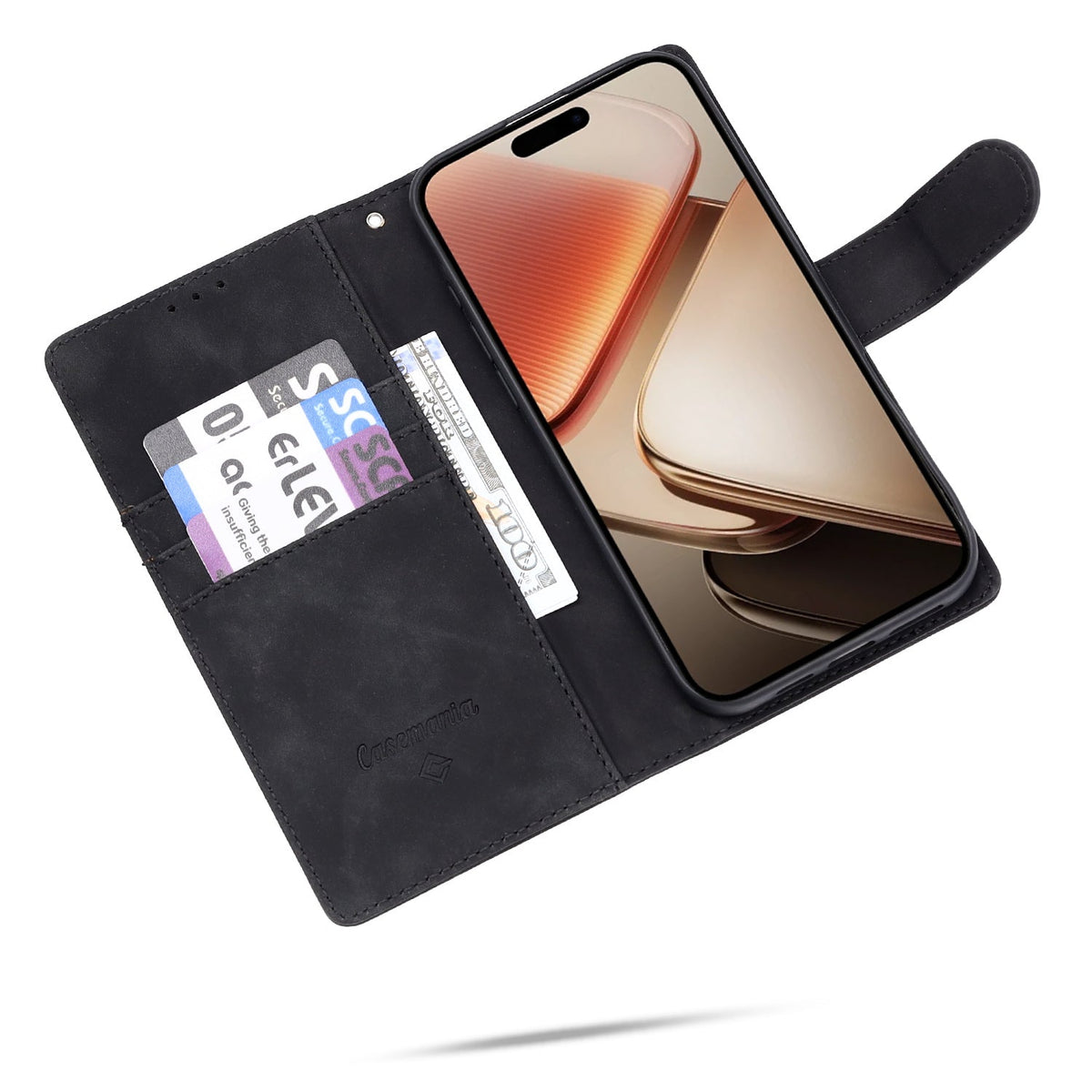 Apple iPhone 16e Hoesje - Zwart - Kunstleren Bookcase