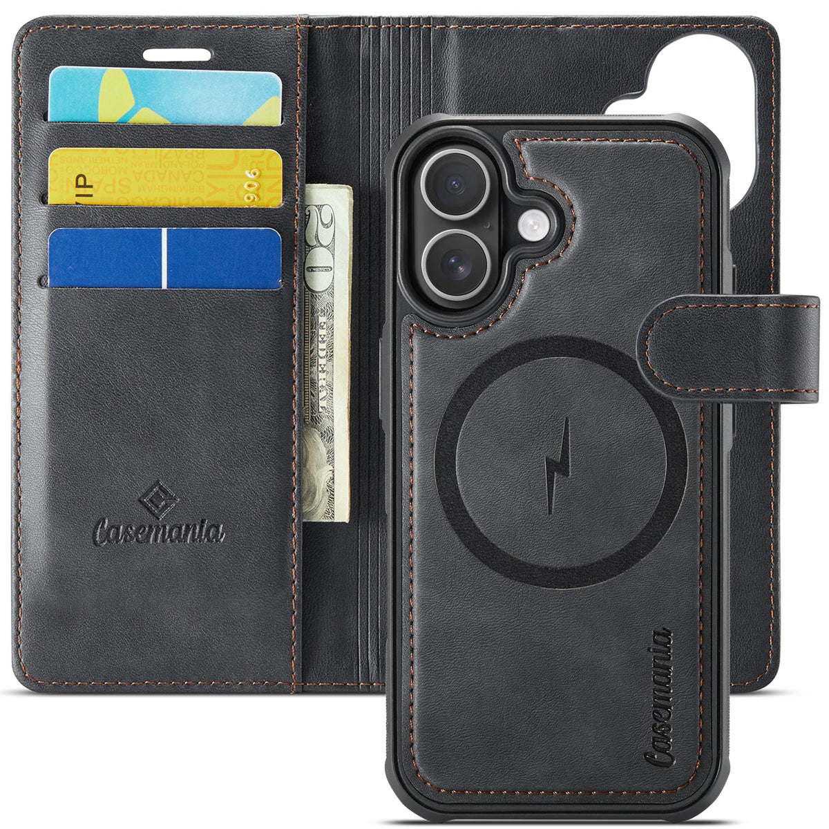 Apple iPhone 17 Case - Charcoal Gray - Luxury 2-in-1 MagSafe Wallet Case
