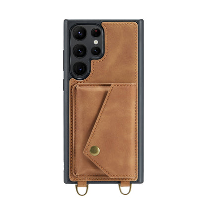 Samsung Galaxy S23 Ultra Case - Sienna Brown - Luxury Back Cover with Phone Strap