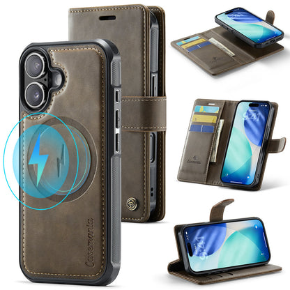 Apple iPhone 17 Hülle - Mahogany Brown - Luxus-2-in-1-MagSafe-Klapphülle mit Kartenfach