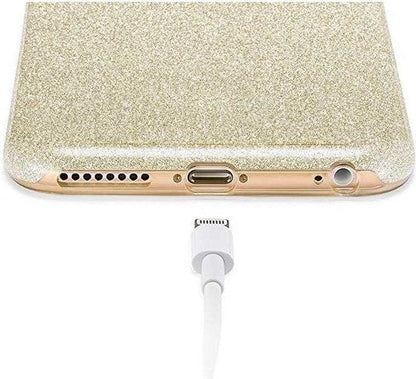 Apple iPhone X/10 Hoesje - Blauw & Zilver - Glitter Back Cover